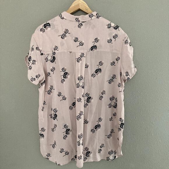 Pendleton Printed Short Sleeve Button Front Blouse - Blush Plum Black - Small - Picture 2 of 12